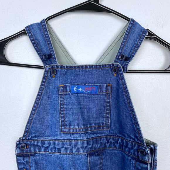 Roots 73 Denim Overalls Snap Closure Cargo Jean 100% Cotton Utility Size 12M-18M - Picture 3 of 9